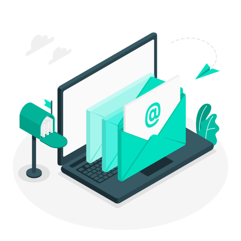 messagerie un ordinateur portable avec des lettre email